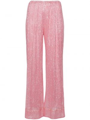Růžové rovné kalhoty Forte Forte