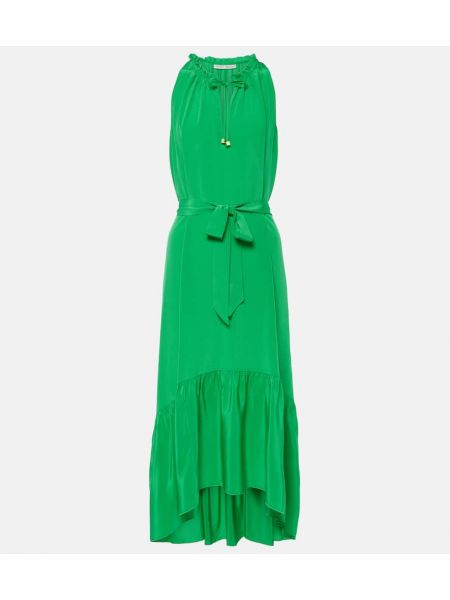 Vestido midi de seda de crepé Heidi Klein verde