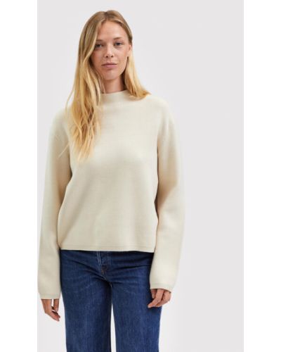 Laza szabású pulóver Selected Femme bézs