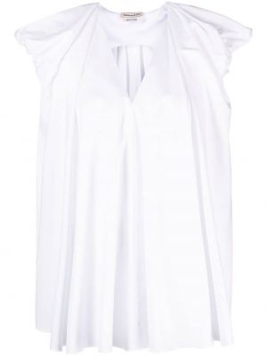 Plisirana bluza z v-izrezom Alexander Mcqueen bela