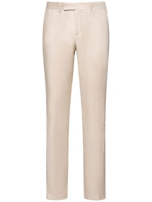 Pantalones rectos de lino Lardini beige