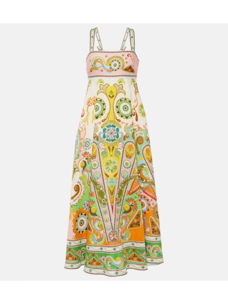 Λινένιος μίντι φόρεμα με σχέδιο Alemais