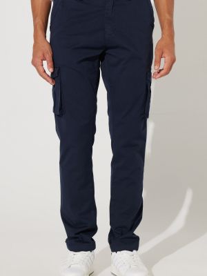 Spodnie cargo slim fit bawełniane z kieszeniami Ac&co / Altınyıldız Classics niebieskie
