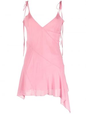 Asymetrické mini šaty s výstřihem do v Knwls růžové