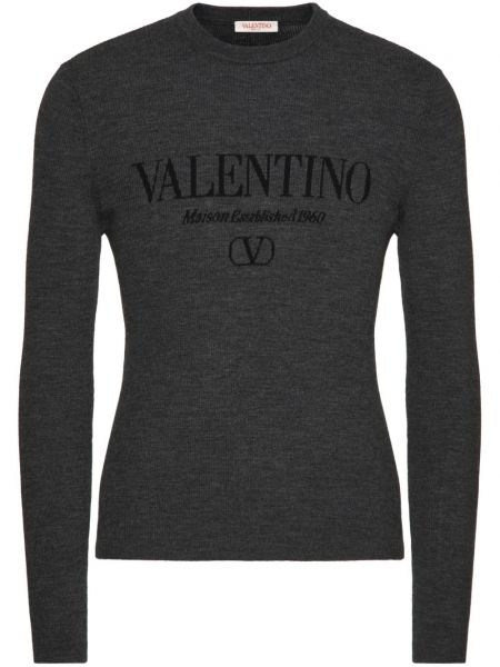 Vlnený dlhý sveter Valentino Garavani sivá