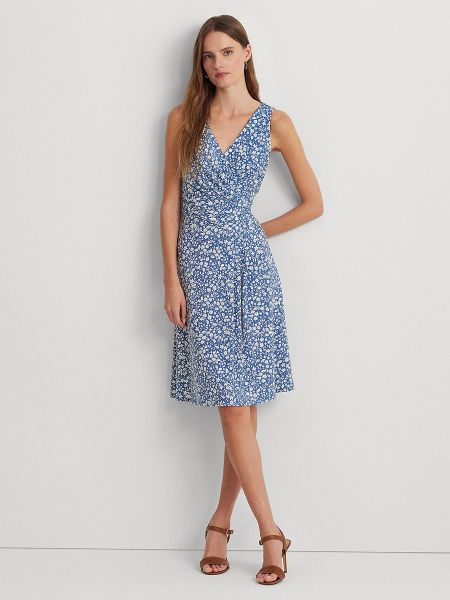 Vestido midi de flores Lauren Ralph Lauren azul