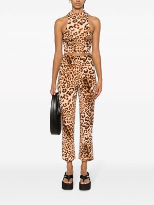 Pantalon à imprimé léopard Rotate marron