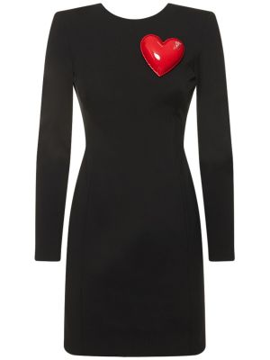 Rochie mini din viscoză din jerseu cu motiv cu inimi Moschino negru
