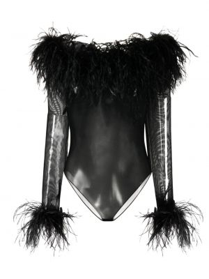 Κορμάκι με φτερά από διχτυωτό Oséree μαύρο