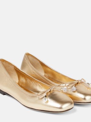 Bőr balerina cipők Jimmy Choo aranyszínű