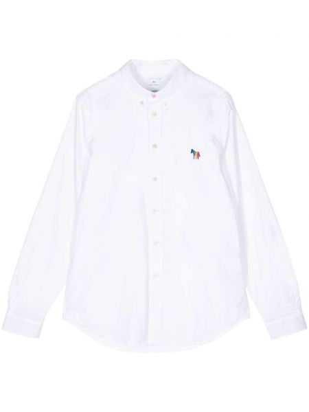Bombažna srajca z vezenjem z zebra vzorcem Ps Paul Smith bela