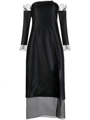 Μεταξωτή μίντι φόρεμα Rosie Assoulin μαύρο