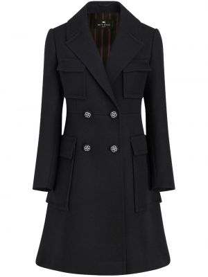 Vlnený kabát Etro čierna