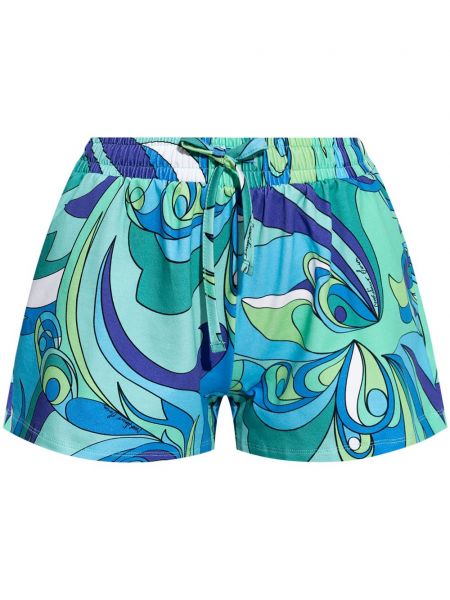Bombažne kratke hlače s potiskom z abstraktnimi vzorci Moschino modra