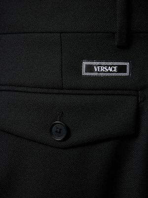 Pantaloni clasici de lână Versace negru