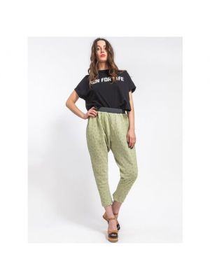 Укороченные льняные брюки летние Artwizard, зеленые