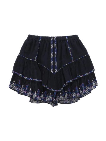Czarna haftowana mini spódniczka z falbankami Isabel Marant Etoile