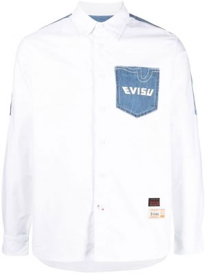 EVISU denim patch long-sleeve shirt - Bianco