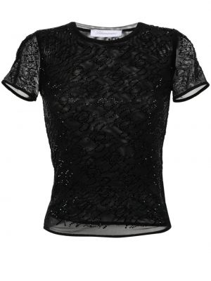 Koszulka tiulowa z kryształkami Blumarine czarna