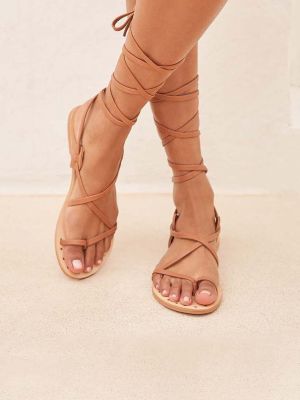 Kožne sandale Manebi smeđa