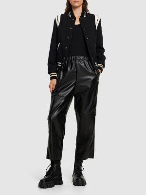 Pantalones de cuero de cuero sintético Mm6 Maison Margiela negro