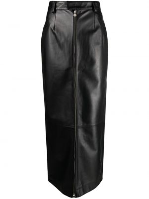 Kožená sukňa na zips Niccolò Pasqualetti čierna