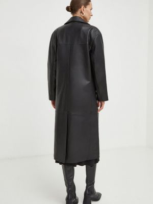 Oversized kožený kabát 2ndday černý