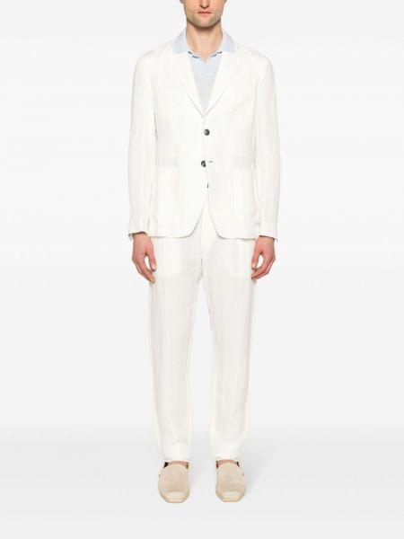 Pantalon en lin slim Emporio Armani blanc
