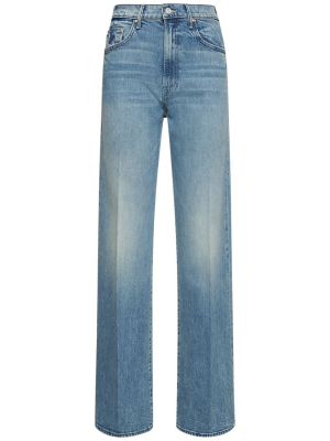 Bavlněné džíny s vysokým pasem Mother modré