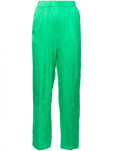 Pantaloni cu picior drept din jacard Forte_forte verde