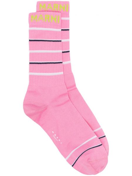 Pletené bavlněné ponožky Marni růžové
