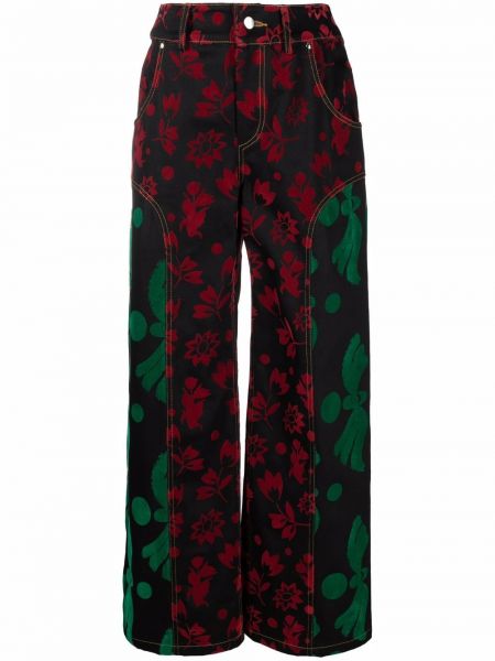 Pantalones de flores con estampado bootcut Chopova Lowena rojo