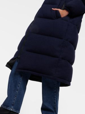 Πουπουλένιο μάλλινο παλτό κασμίρ Yves Salomon μπλε