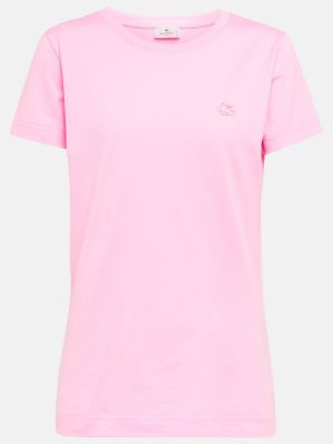 Памучна тениска от джърси Etro розово