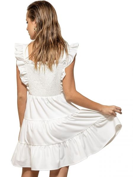 Белое платье мини в горошек Line & Dot