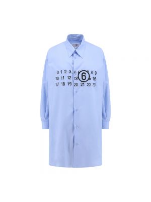 Robe chemise en coton Mm6 Maison Margiela bleu