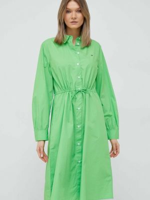 Sukienka mini bawełniana Tommy Hilfiger zielona