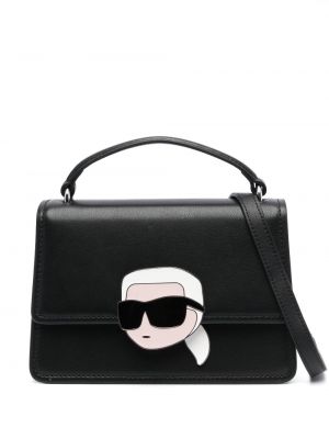 Usnjena crossbody torbica Karl Lagerfeld črna