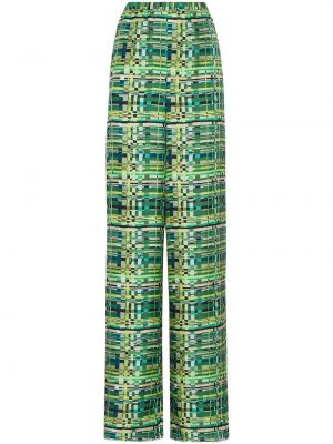 Pantaloni de mătase în carouri cu imagine Ferragamo verde