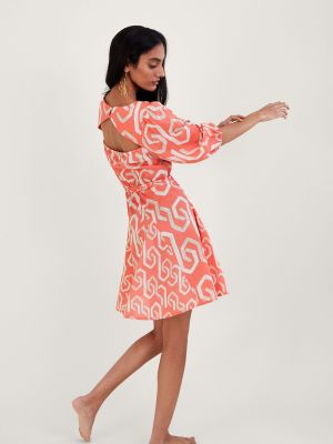 Платье мини с принтом с геометрическим узором Monsoon оранжевое