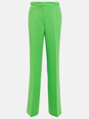 Μάλλινο παντελόνι με ψηλή μέση σε φαρδιά γραμμή Gabriela Hearst πράσινο