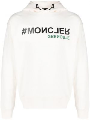 Pamučna hoodie s kapuljačom s printom Moncler Grenoble bijela