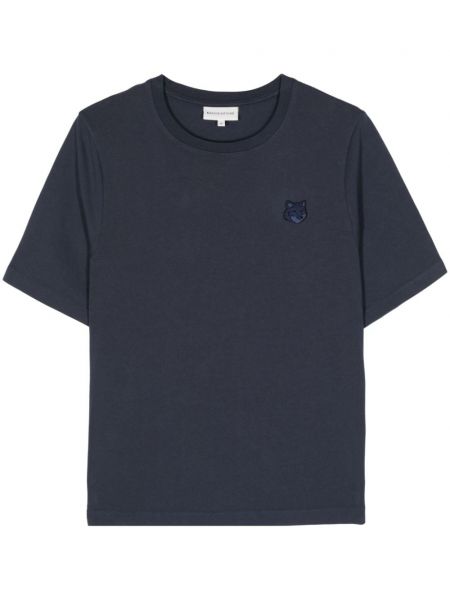 T-shirt en coton avec applique Maison Kitsuné bleu