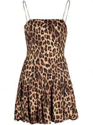 Mini obleka s potiskom z leopardjim vzorcem Alice + Olivia rjava