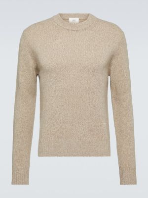 Кашмирен вълнен пуловер Ami Paris бежово