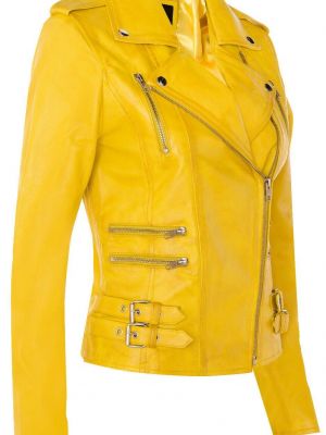 Мотоциклетная куртка ретро Infinity Leather желтая