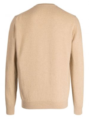 Sweter w kratkę z dekoltem w serek z wzorem argyle Pringle Of Scotland brązowy