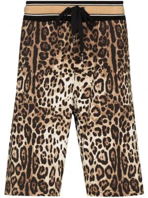 Pantalones cortos deportivos con estampado leopardo Dolce & Gabbana negro