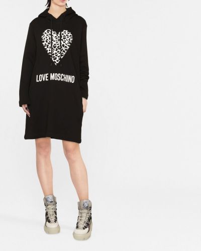 Φόρεμα με κουκούλα με μοτίβο καρδιά Love Moschino