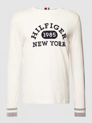Koszulka z nadrukiem z długim rękawem Tommy Hilfiger biała